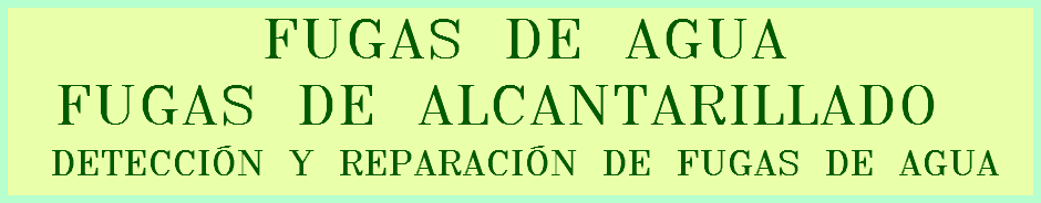FUGAS DE AGUA FUGAS DE ALCANTARILLADO DETECCIÓN Y REPARACIÓN DE FUGAS DE AGUA